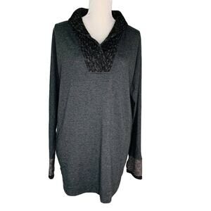Soft Surroundings Gray Tunic Top Medium Gray Long Sleeve Soft Pockets